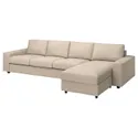 IKEA VIMLE ВИМЛЕ, 4-местный диван с козеткой, с широкими подлокотниками/Хилларед бежевый 894.327.79 фото thumb №1