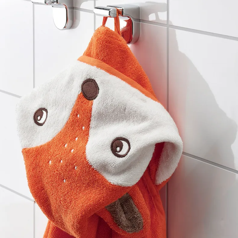 IKEA BRUMMIG БРЮММИГ, полотенце с капюшоном, форма лисы/оранжевый, 70x140 см 805.211.81 фото №3