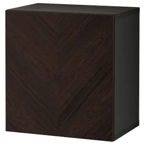 IKEA BESTÅ БЕСТО, комбинация настенных шкафов, Hedeviken черный / коричневый / темно-коричневый, окрашенный шпоном дуба, 60x42x64 см 394.398.39 фото