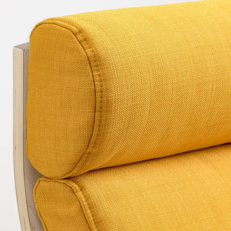 IKEA POÄNG ПОЕНГ, крісло, білений дубовий шпон / СКІФТЕБУ жовтий 593.871.65 фото №4