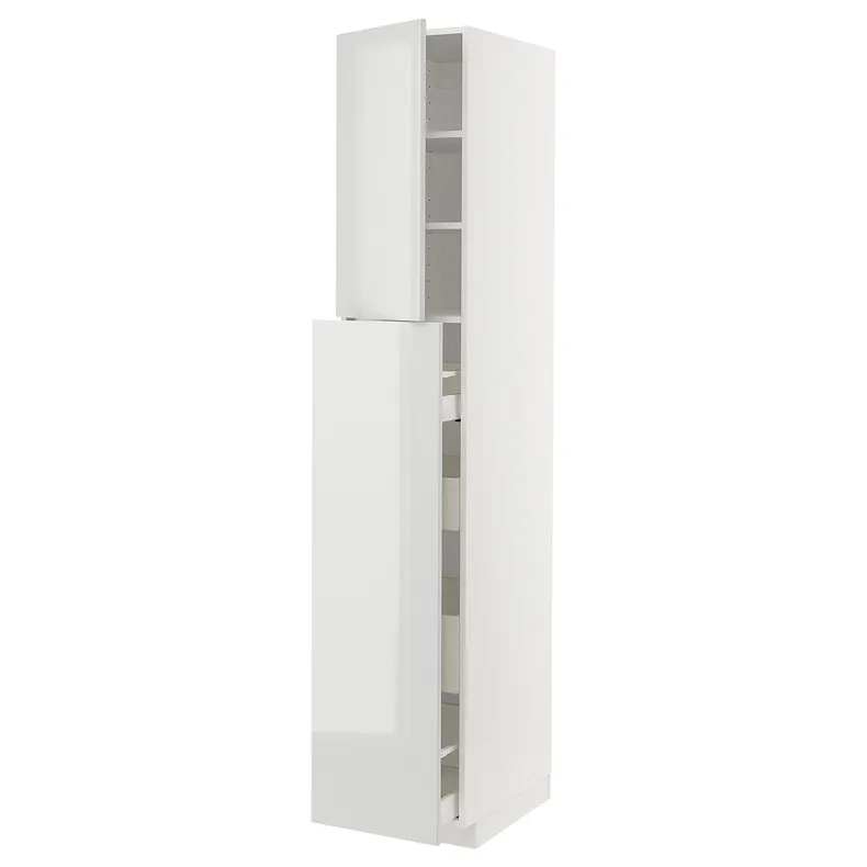 IKEA METOD МЕТОД / MAXIMERA МАКСИМЕРА, высокий шкаф / выдв секц / 4ящ / 1дв / 2плк, белый / светло-серый, 40x60x220 см 994.672.21 фото №1