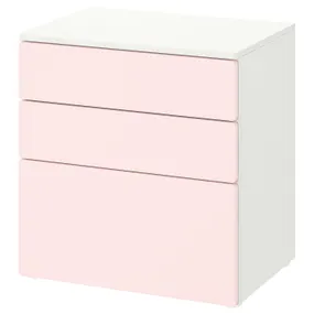 IKEA SMÅSTAD СМОСТАД / PLATSA ПЛАТСА, комод із 3 шухлядами, білий/блідо-рожевий, 60x42x63 см 594.201.60 фото