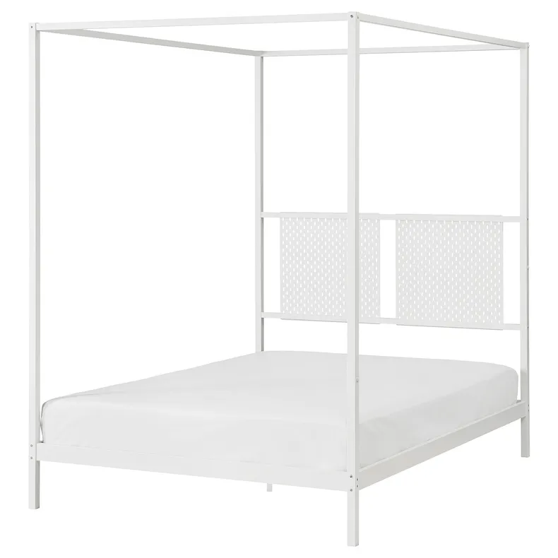 IKEA VITARNA ВИТАРНА, каркас кровати с 4-х стойками, белый Лурёй/Скодис белый, 140x200 см 895.563.26 фото №1