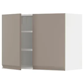 IKEA METOD МЕТОД, навісна шафа з полицями / 2 дверцят, білий / Upplöv матовий темно-бежевий, 80x60 см 494.920.01 фото