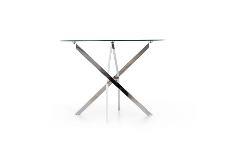 Кухонний стіл HALMAR RAYMOND, 100x100 см стільниця - прозора, ніжки - хром фото №7