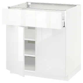 IKEA METOD МЕТОД / MAXIMERA МАКСІМЕРА, підлогова шафа, шухляда / 2 дверцят, білий / РІНГХУЛЬТ білий, 80x60 см 394.621.13 фото