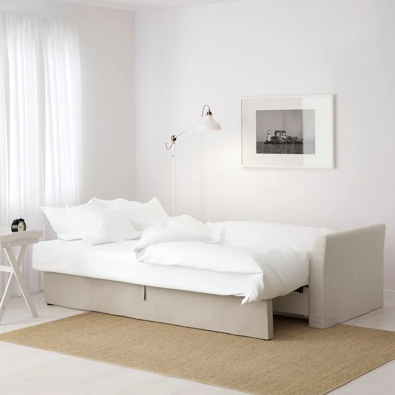 IKEA HOLMSUND ХОЛЬМСУНД, 3-місний диван-ліжко, НОРДВАЛЛА бежевий 792.407.66 фото №4