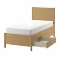 IKEA TONSTAD ТОНСТАД, каркас кровати с ящиками, Окль дуб/Лейрсунд, 90x200 см 394.966.84 фото thumb №1