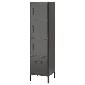 IKEA IDÅSEN ІДОСЕН, висока шафа з шухлядами й дверцятам, темно-сірий, 45x172 см 004.963.88 фото