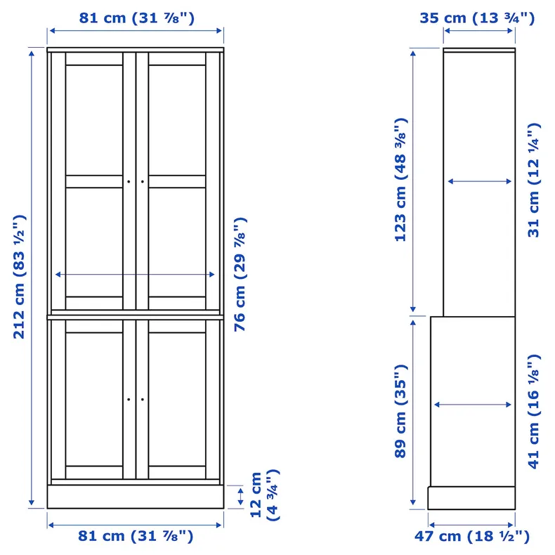 IKEA HAVSTA ХАВСТА, комбинацияация для хранения с сткл двр, белый, 81x47x212 см фото №8