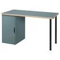 IKEA LAGKAPTEN ЛАГКАПТЕН / ALEX АЛЕКС, письмовий стіл, сіро-бірюзовий / чорний, 120x60 см 295.233.72 фото thumb №1