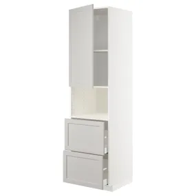IKEA METOD МЕТОД / MAXIMERA МАКСИМЕРА, высокий шкаф д / СВЧ / дверца / 2ящика, белый / светло-серый, 60x60x220 см 294.565.13 фото
