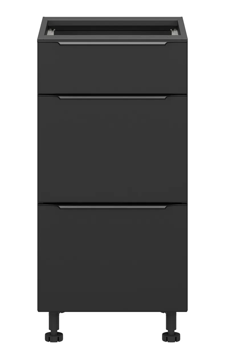 BRW Кухонный цокольный шкаф Sole L6 40 см с ящиками черный матовый, черный/черный матовый FM_D3S_40/82_2SMB/SMB-CA/CAM фото №1
