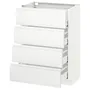 IKEA METOD МЕТОД / MAXIMERA МАКСИМЕРА, напольн шкаф 4 фронт панели / 4 ящика, белый / Воксторп матовый белый, 60x37 см 291.127.85 фото