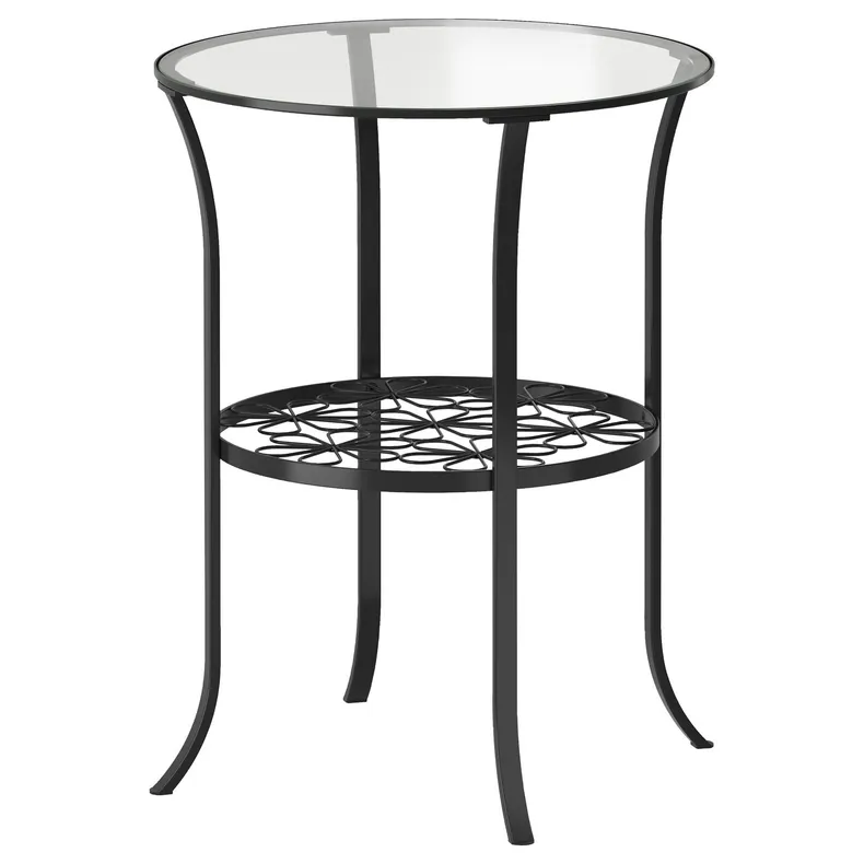 IKEA KLINGSBO КЛИНГСБУ, придиванный столик, черный / прозрачное стекло, 49x62 см 201.285.64 фото №1