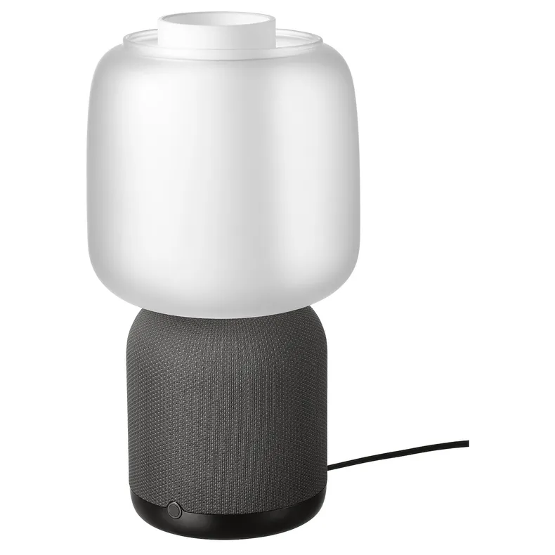 IKEA SYMFONISK СИМФОНИСК, лампа / Wi-Fi динамик,стеклян абажур, чёрный / белый 394.826.82 фото №1