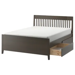 IKEA IDANÄS ИДАНЭС, каркас кровати с ящиками, тёмно-коричневый с пятнами, 140x200 см 204.588.61 фото