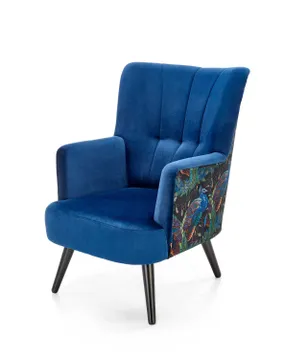 Крісло м'яке HALMAR PAGONI темно-синій/чорний (тканина Bluvel #86) фото