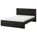 IKEA MALM МАЛЬМ, каркас ліжка з матрацом, чорний / коричневий / бигдаль середньої твердості, 140x200 см 795.444.33 фото thumb №1