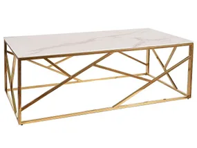 Журнальний стіл SIGNAL ESCADA C II, білий мармур / золото, 40x120 см фото
