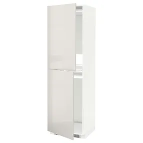IKEA METOD МЕТОД, висока шафа для холодильнка / морозил, білий / Ringhult світло-сірий, 60x60x200 см 091.427.26 фото