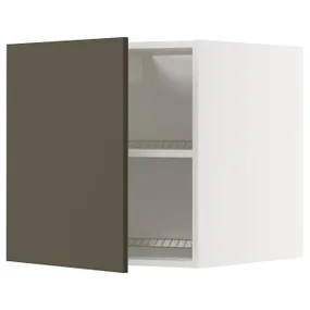 IKEA METOD МЕТОД, верхня шафа для холодильн/мороз кам, білий/хавсторп коричневий/бежевий, 60x60 см 395.587.90 фото
