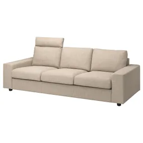 IKEA VIMLE ВІМЛЕ, 3-місний диван, з підголівником з широкими підлокітниками / бежевий 394.327.67 фото