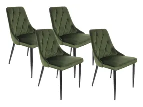 BRW Комплект стульев бархатных 4 шт BRW ALVAR Velvet, оливковый, оливковый DUBLIN_OLIVE_GREEN_52 фото