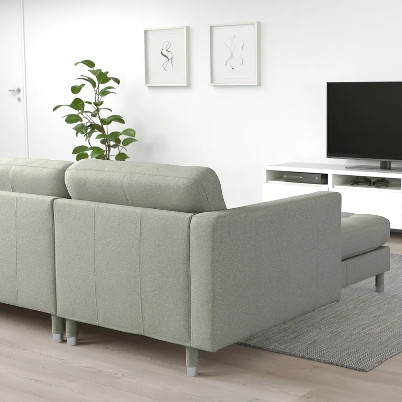 IKEA LANDSKRONA ЛАНДСКРУНА, 5-місний диван, з кушетками / ГУННАРЕД світло-зелений / металевий 392.699.88 фото №3