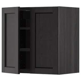IKEA METOD МЕТОД, навісна шафа з полицями / 2 дверцят, чорний / Лерхіттан, пофарбований у чорний колір, 60x60 см 394.546.84 фото