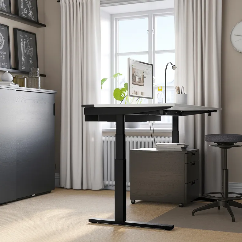 IKEA MITTZON МІТТЗОН, стіл регульований, електричний білий / чорний, 160x80 см 295.298.83 фото №5
