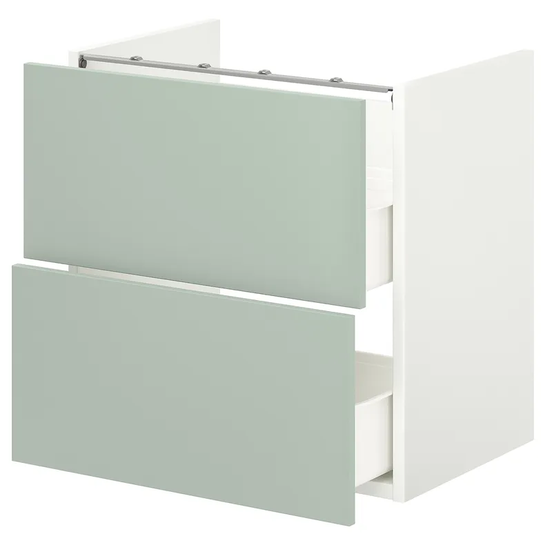 IKEA ENHET ЭНХЕТ, напольный шкаф для раковины,2 ящика, белый / бледный серо-зеленый, 60x42x60 см 094.968.69 фото №1