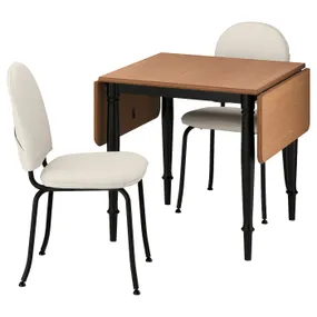 IKEA DANDERYD ДАНДЭРЮД / EBBALYCKE ЭББАЛЮККЕ, стол и 2 стула, сосна черная / Идекулла бежевая, 74 / 134x80 см 795.680.75 фото