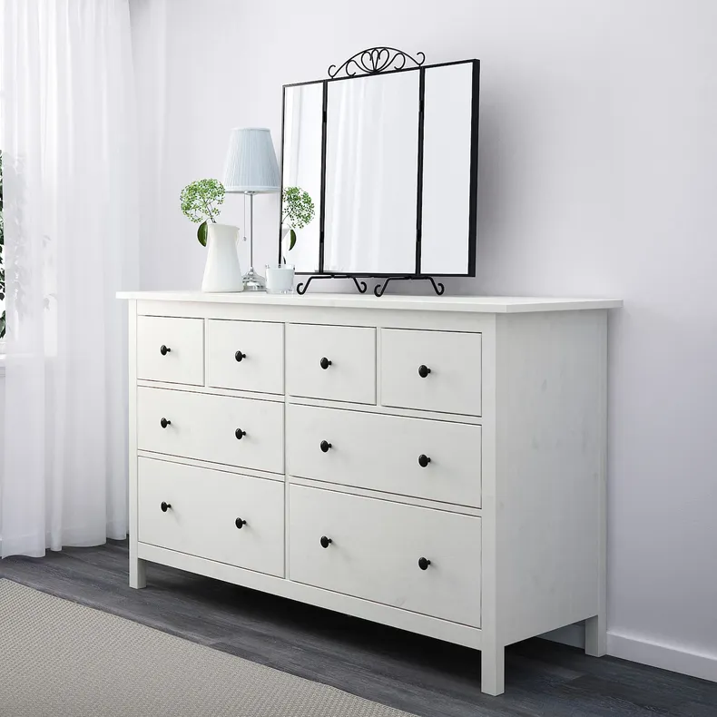 IKEA HEMNES ХЕМНЕС, меблі для спальні, комплект, 4 предмета, біла морилка, 140x200 см фото №7