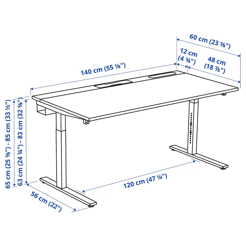 IKEA MITTZON МІТТЗОН, письмовий стіл, okl береза/чорний, 140x60 см 695.280.37 фото №10