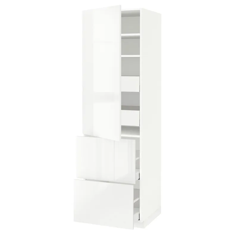 IKEA METOD МЕТОД / MAXIMERA МАКСІМЕРА, вис шафа / полиці / 4 шух / двер / 2 фр пан, білий / РІНГХУЛЬТ білий, 60x60x200 см 493.556.45 фото №1