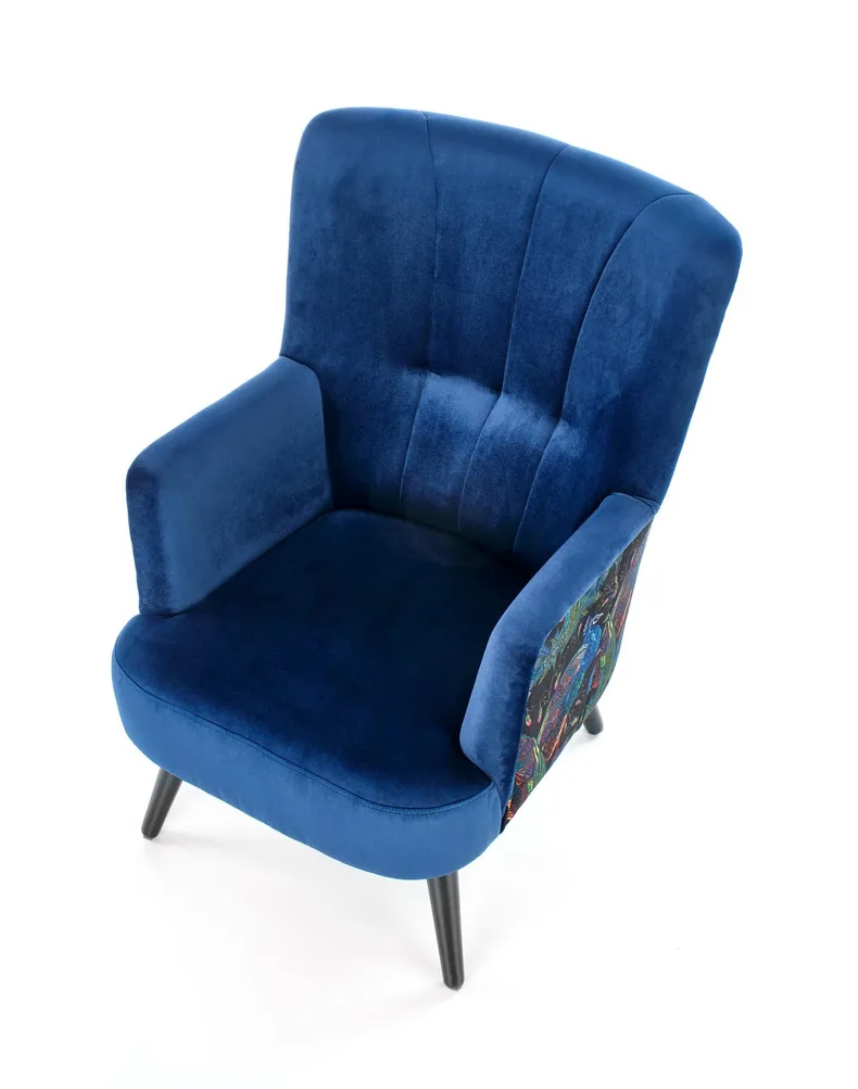 Кресло мягкое HALMAR PAGONI темно-синий/черный (ткань Bluvel #86) фото №4