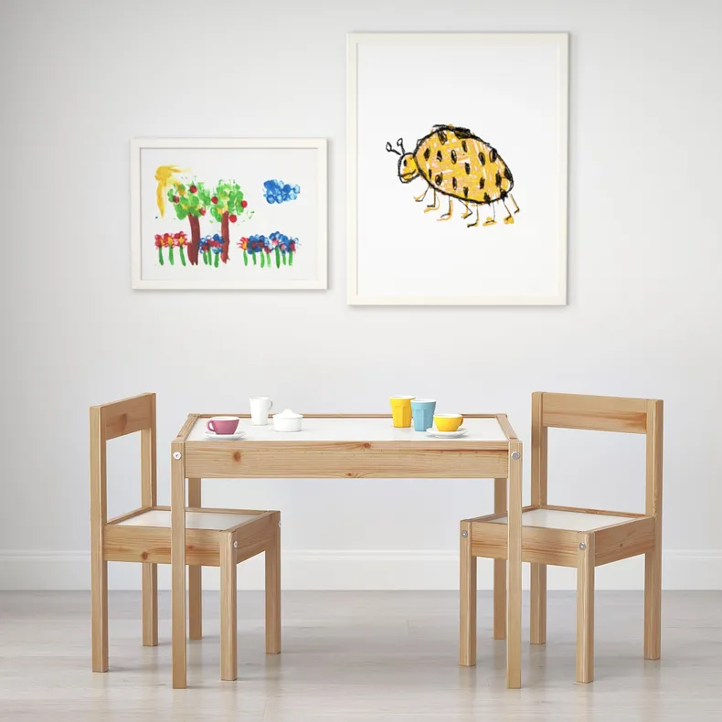 IKEA LÄTT ЛЕТТ, дитячий стіл з 2 стільцями, білий / сосна 501.784.11 фото №3