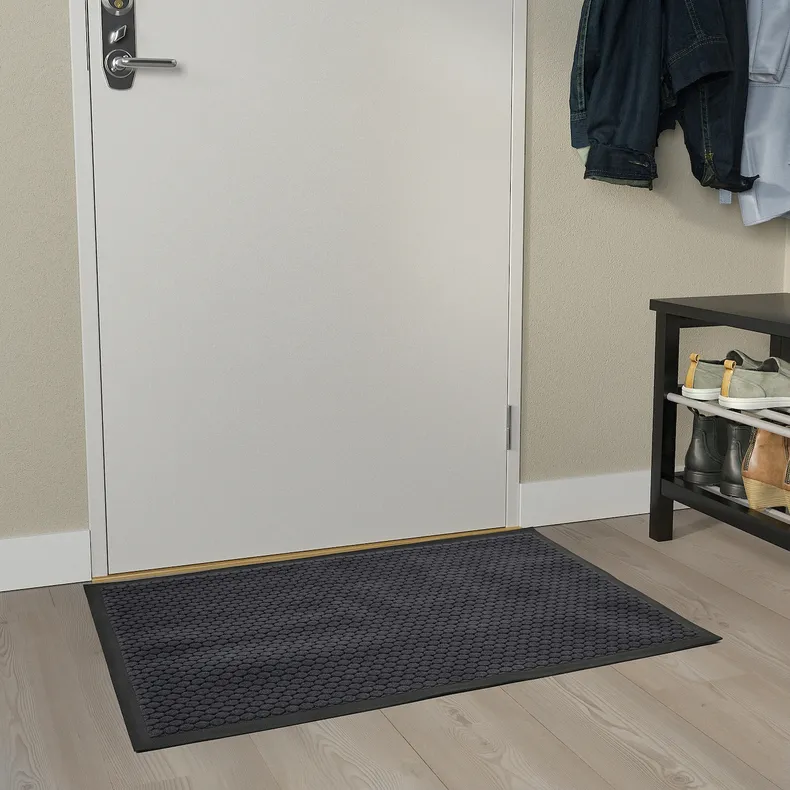 IKEA VATTENVERK ВАТТЕНВЕРК, килимок під двері, для приміщення, темно-сірий, 60x90 см 005.170.17 фото №3