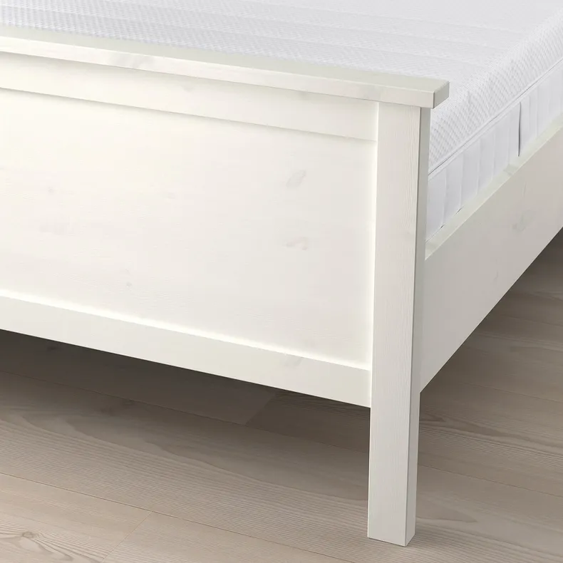 IKEA HEMNES ХЕМНЕС, каркас ліжка з матрацом, біла морилка / ОКРЕХАМН жорсткий, 140x200 см 495.419.97 фото №2