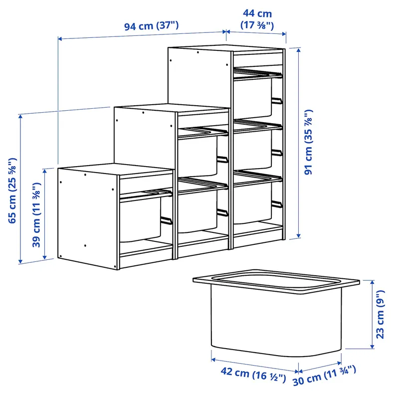 IKEA TROFAST, стеллаж для мусорных контейнеров, Светлая сосна, окрашенная в белый/красный цвет, 94x44x91 см 495.743.27 фото №4