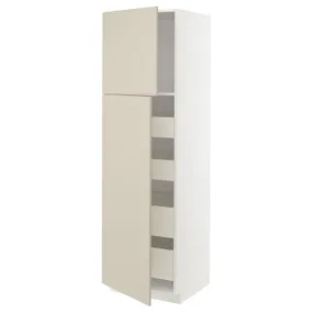 IKEA METOD МЕТОД / MAXIMERA МАКСИМЕРА, высокий шкаф / 2дверцы / 4ящика, белый / гавсторпский бежевый, 60x60x200 см 794.558.13 фото