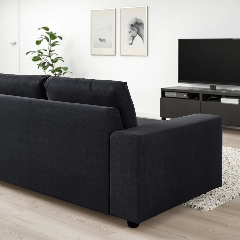 IKEA VIMLE ВІМЛЕ, 2-місний диван, з широкими підлокітниками / САКСЕМАРА чорно-синій 394.005.54 фото №3