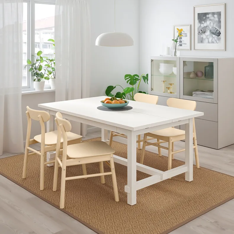 IKEA NORDVIKEN НОРДВІКЕН / RÖNNINGE РЕННІНГЕ, стіл+4 стільці, білий / береза, 152 / 223x95 см 893.051.68 фото №2
