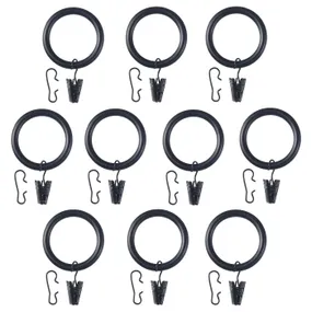 IKEA SYRLIG СИРЛИГ, гардин кольцо с зажимом и крючком, черный, 38 мм 802.240.96 фото