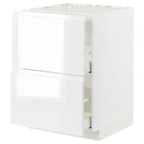 IKEA METOD МЕТОД / MAXIMERA МАКСИМЕРА, шкаф д / варочн панели / вытяжка / ящик, белый / Воксторп глянцевый / белый, 60x60 см 594.778.06 фото