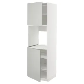 IKEA METOD МЕТОД, висока шафа для дух, 2 дверцят / пол, білий / Хавсторп світло-сірий, 60x60x200 см 295.392.12 фото