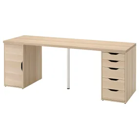IKEA LAGKAPTEN ЛАГКАПТЕН / ALEX АЛЕКС, письменный стол, белая морилка / имит. дуб белёный, 200x60 см 695.217.00 фото