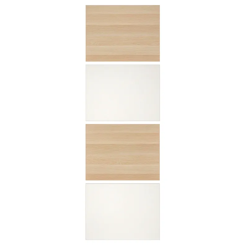 IKEA MEHAMN МЕХАМН, 4 панелі для рами розсувних дверцят, під білений дуб/білий, 75x236 см 404.211.88 фото №1