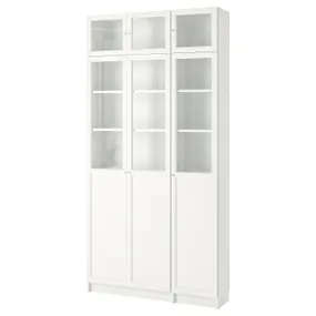 IKEA BILLY БІЛЛІ / OXBERG ОКСБЕРГ, книжкова шафа, білий / скло, 120x30x237 см 592.177.24 фото